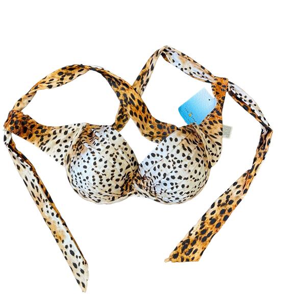 River Island Brown Leopard Print Balconette Bikini Top Size 10 - Picture 3 of 7